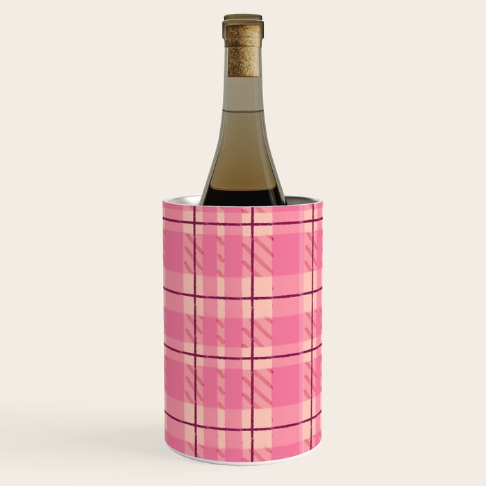 Rustic Pink Tartan Plaid Wine Chiller Gallery Image 1