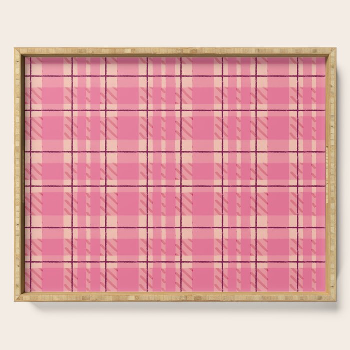 Rustic Pink Tartan Plaid Serving Tray Gallery Image 1
