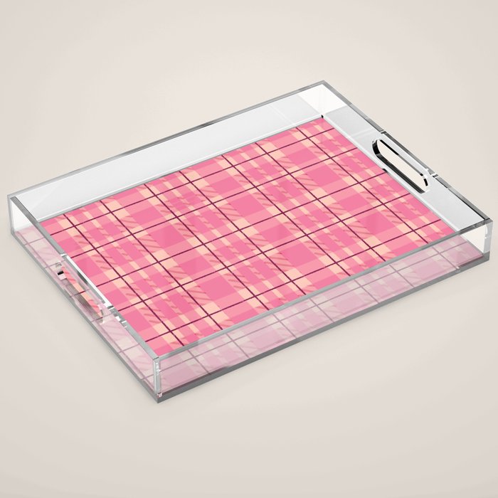 Rustic Pink Tartan Plaid Acrylic Tray Gallery Image 1