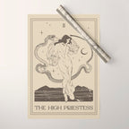 The High Priestess Card Poster. Witchy Girl and Mystic Snake Wrapping Paper Gallery Image 1