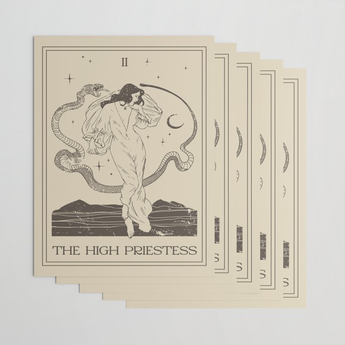 The High Priestess Card Poster. Witchy Girl and Mystic Snake Wrapping Paper Gallery Image 3