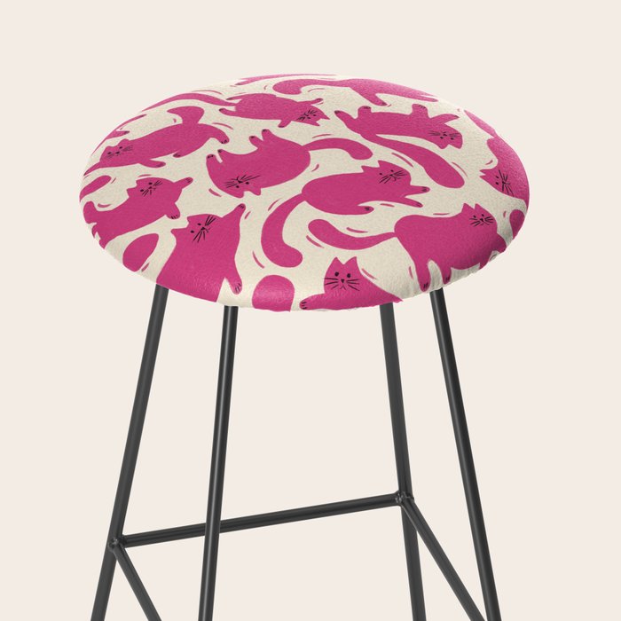 Playful Pink Cats Pattern Stool Gallery Image 2