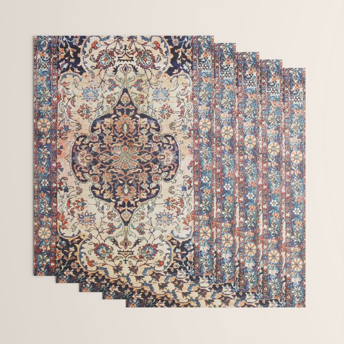 Antique Tabriz Rug Print With Abrashed Field Wrapping Paper Gallery Image 3