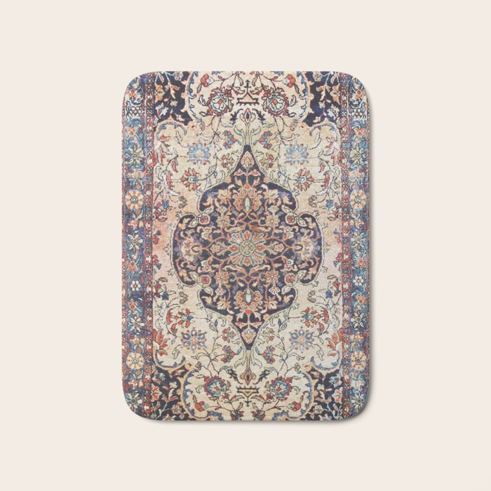 Antique Tabriz Rug Print With Abrashed Field Bath Mat Gallery Image 1