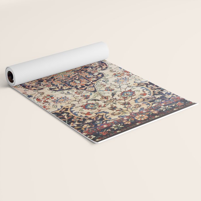 Antique Tabriz Rug Print With Abrashed Field Yoga Mat Gallery Image 2