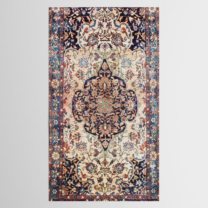 Antique Tabriz Rug Print With Abrashed Field Tablecloth Gallery Image 2