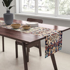 Antique Tabriz Rug Print With Abrashed Field Table Runner Gallery Image 2