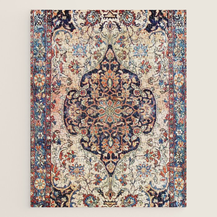 Antique Tabriz Rug Print With Abrashed Field Jigsaw Puzzle Gallery Image 1