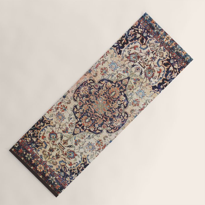 Antique Tabriz Rug Print With Abrashed Field Yoga Mat Gallery Image 1