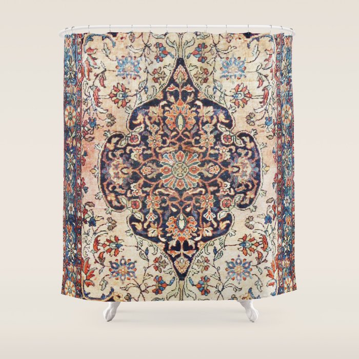 Antique Tabriz Rug Print With Abrashed Field Shower Curtain Gallery Image 1
