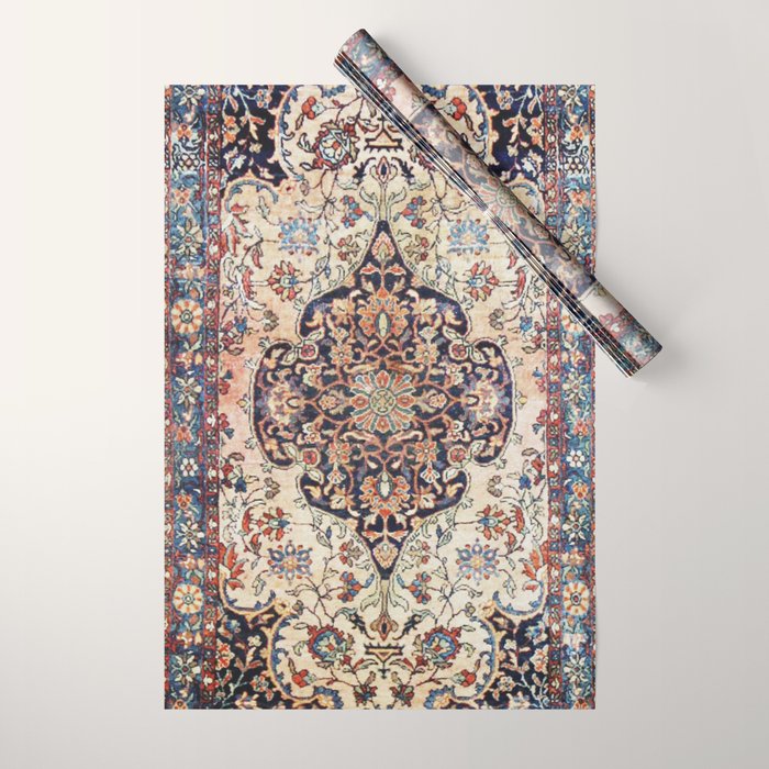 Antique Tabriz Rug Print With Abrashed Field Wrapping Paper Gallery Image 1