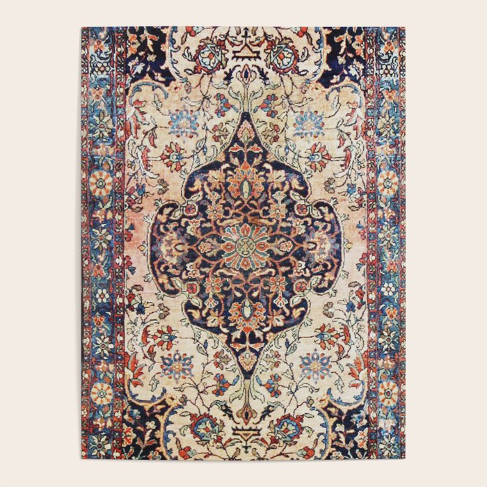 Antique Tabriz Rug Print With Abrashed Field Poster Gallery Image 4