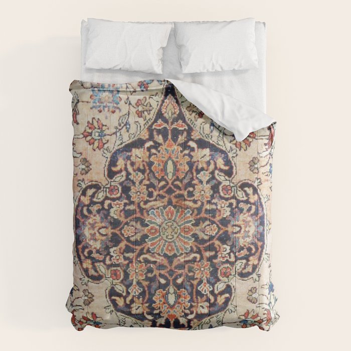 Antique Tabriz Rug Print With Abrashed Field Comforter Gallery Image 6