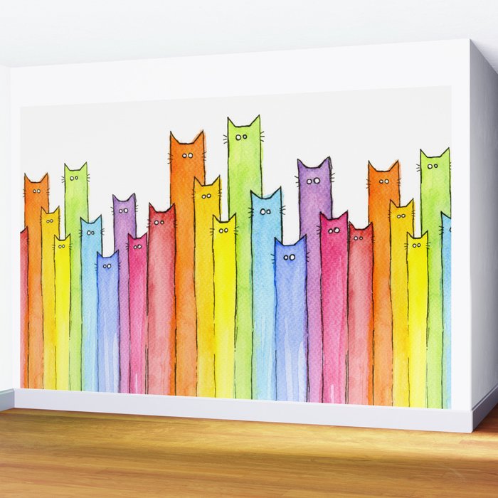 Rainbow of Cats Funny Whimsical Animals Wall Mural Gallery Image 2