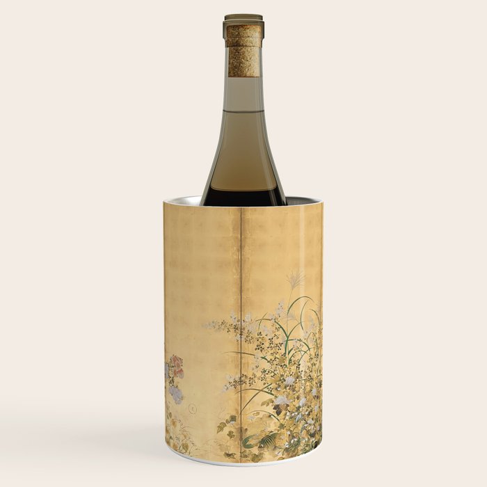 Japanese Edo Period Six-Panel Gold Leaf Screen - Spring and Autumn Flowers Wine Chiller Gallery Image 1