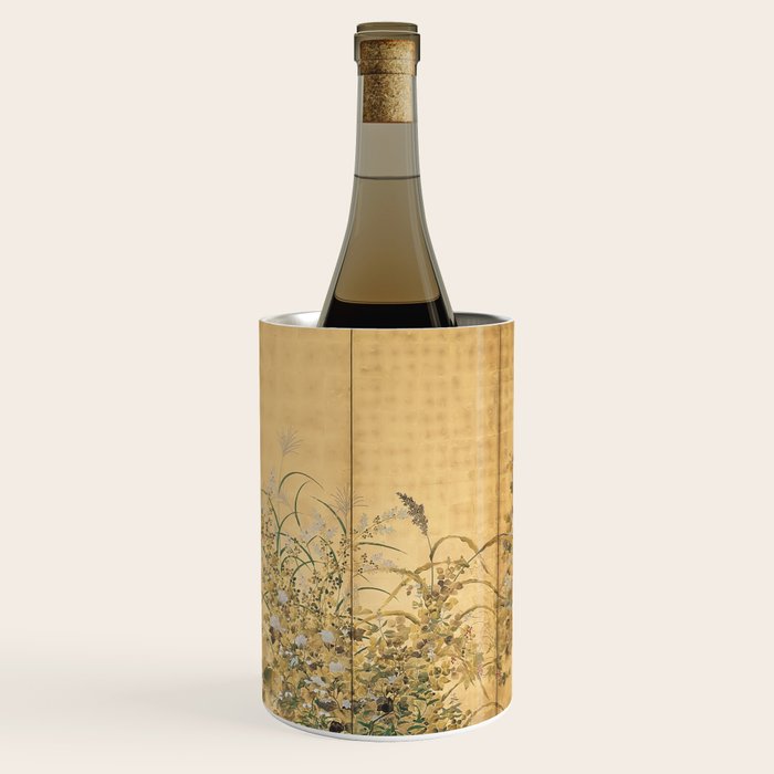 Japanese Edo Period Six-Panel Gold Leaf Screen - Spring and Autumn Flowers Wine Chiller Gallery Image 3