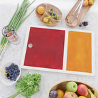 Burnt Red Yellow Ochre Mid Century Modern Abstract Minimalist Rothko Color Field Squares Cutting Board Gallery Image 2