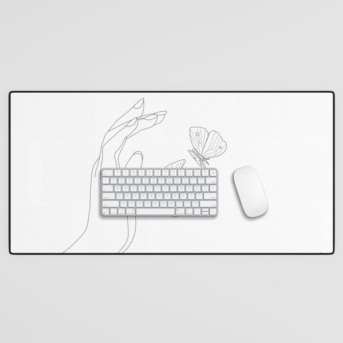 Butterflies on the Palm of the Hand Desk Mat Gallery Image 1