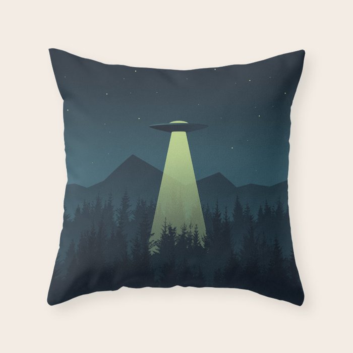Forest UFO Throw Pillow Gallery Image 1