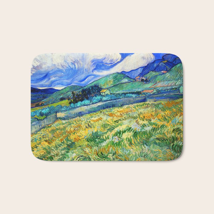 Van Gogh Mountain Meadow Landscape Painting Print Bath Mat Gallery Image 1