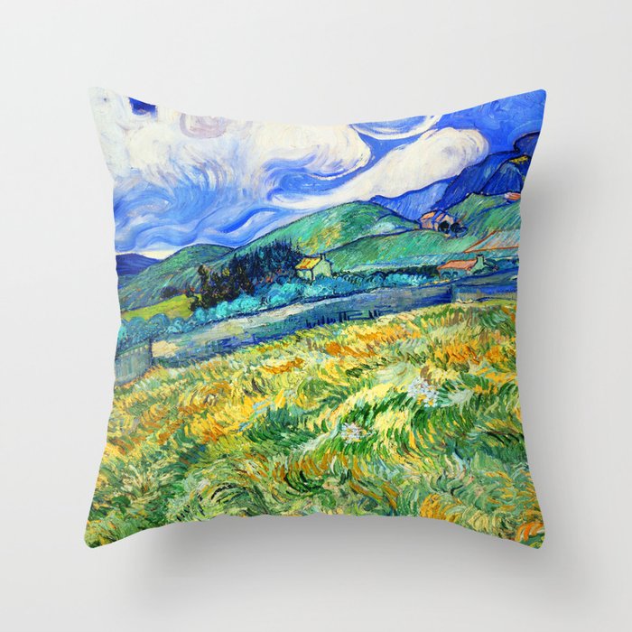 Van Gogh Mountain Meadow Landscape Painting Print Throw Pillow Gallery Image 6