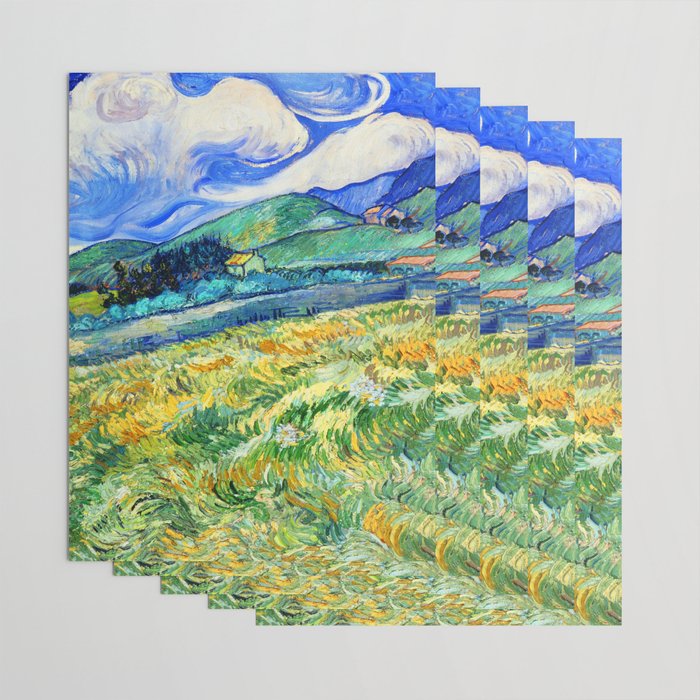 Van Gogh Mountain Meadow Landscape Painting Print Wrapping Paper Gallery Image 3