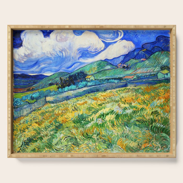 Van Gogh Mountain Meadow Landscape Painting Print Serving Tray Gallery Image 1