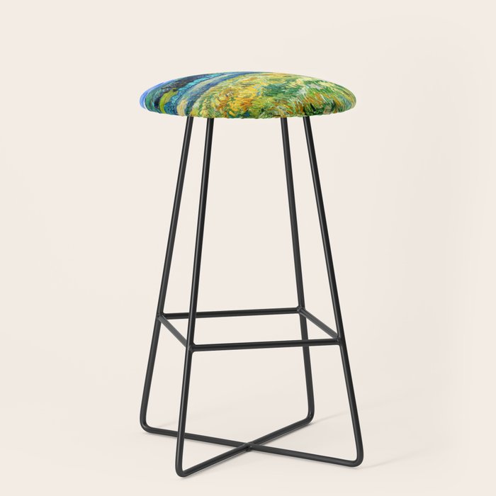 Van Gogh Mountain Meadow Landscape Painting Print Stool Gallery Image 1