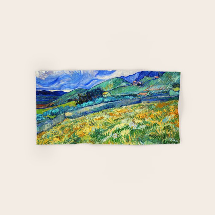 Van Gogh Mountain Meadow Landscape Painting Print Bath Towel Gallery Image 1