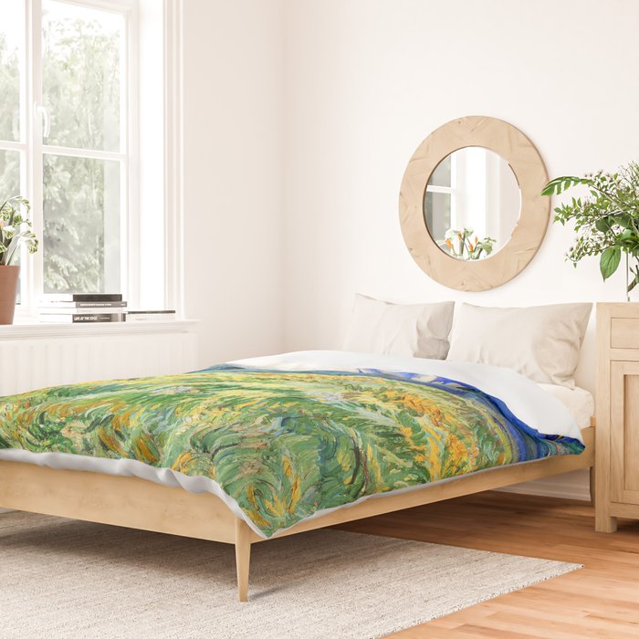 Van Gogh Mountain Meadow Landscape Painting Print Duvet Cover Gallery Image 2