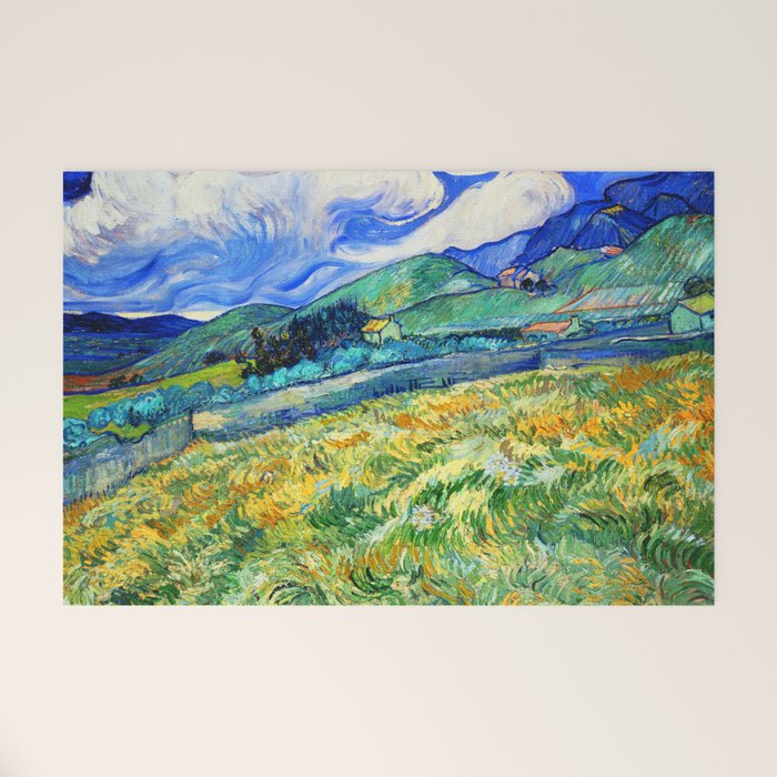 Van Gogh Mountain Meadow Landscape Painting Print Welcome Mat Gallery Image 1