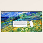 Van Gogh Mountain Meadow Landscape Painting Print Desk Mat Gallery Image 1