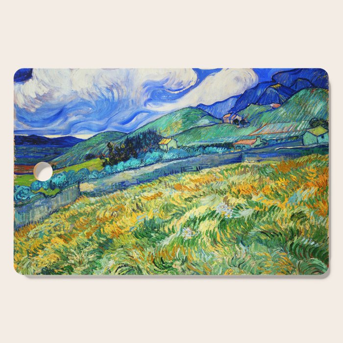 Van Gogh Mountain Meadow Landscape Painting Print Cutting Board Gallery Image 1