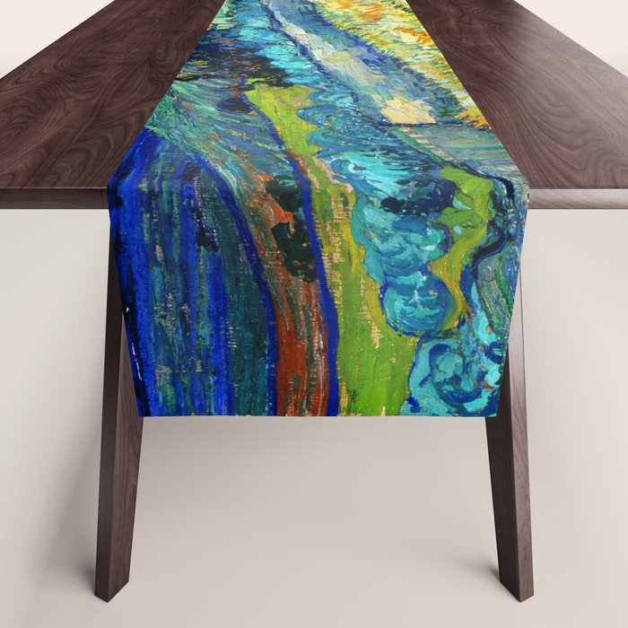 Van Gogh Mountain Meadow Landscape Painting Print Table Runner Gallery Image 1