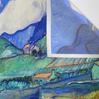 Van Gogh Mountain Meadow Landscape Painting Print Wall Tapestry Gallery Image 3