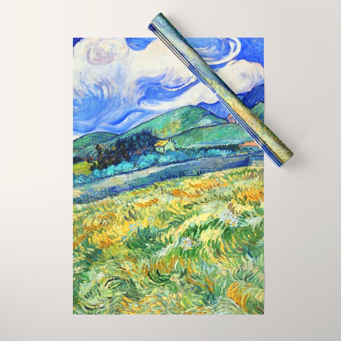 Van Gogh Mountain Meadow Landscape Painting Print Wrapping Paper Gallery Image 1