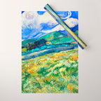 Van Gogh Mountain Meadow Landscape Painting Print Wrapping Paper Gallery Image 1