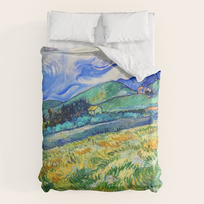 Van Gogh Mountain Meadow Landscape Painting Print Duvet Cover Gallery Image 6