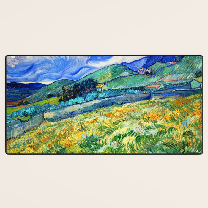 Van Gogh Mountain Meadow Landscape Painting Print Desk Mat Gallery Image 3