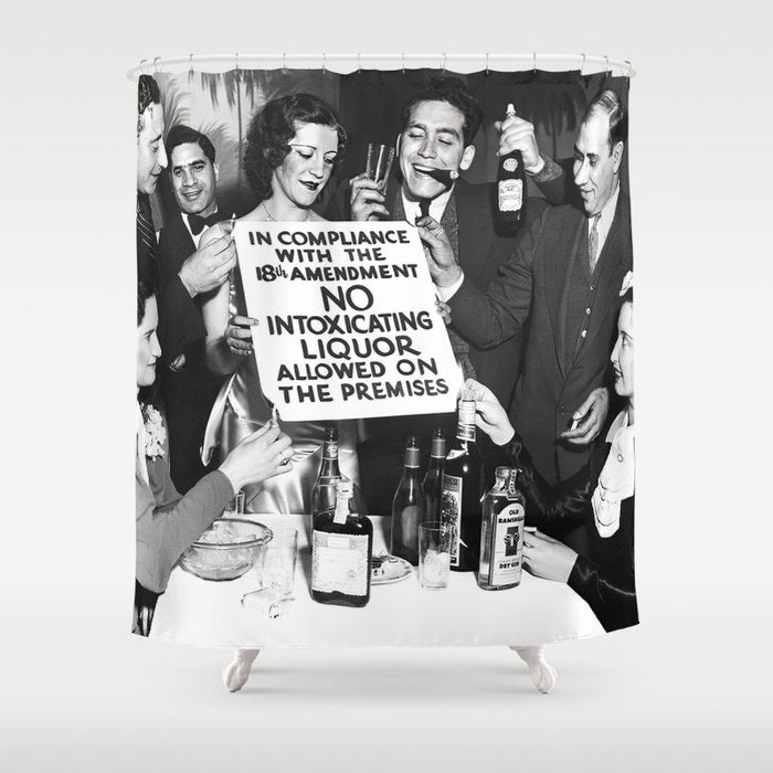 End of liquor prohibition party jazz age no intoxicating liquor alcoholic beverages vintage black and white photograph - photograph - photographs Shower Curtain Gallery Image 1