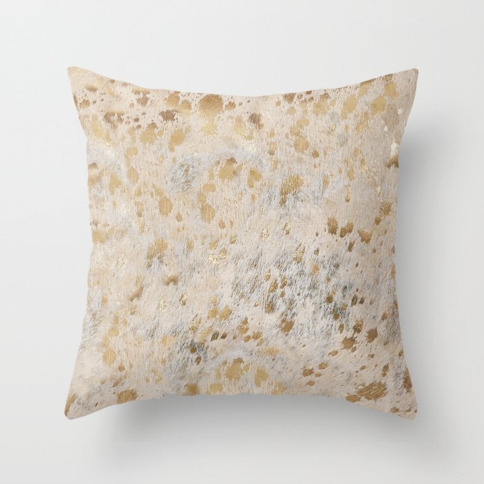 Gold Hide gold cowhide Throw Pillow Gallery Image 1