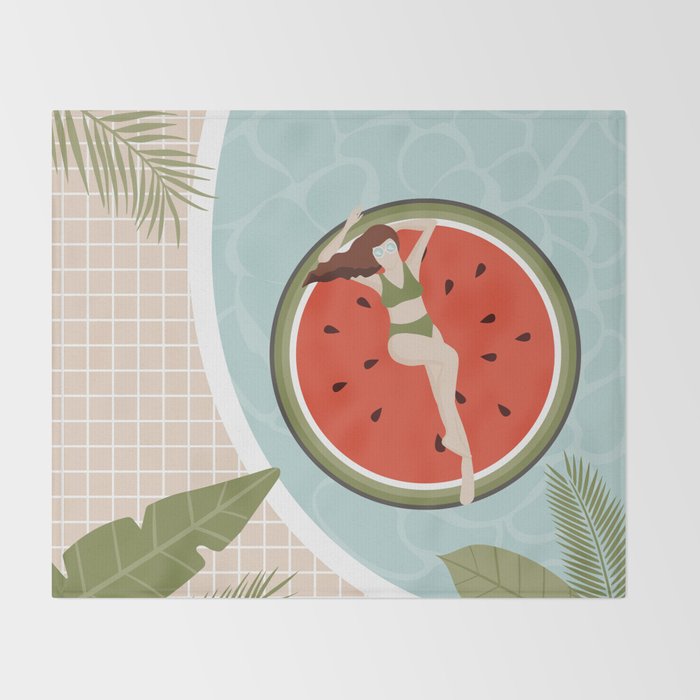 Tropical Watermelon Float Throw Blanket Gallery Image 2