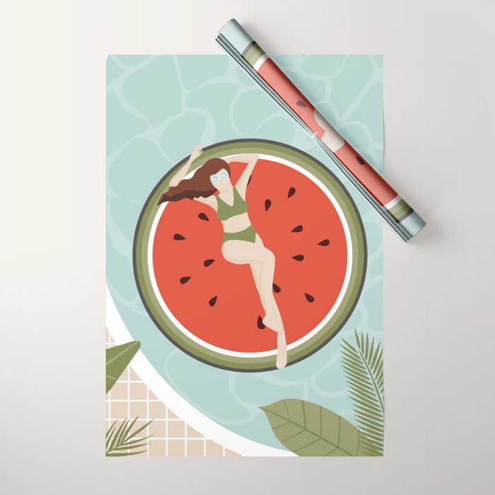Tropical Watermelon Float Wrapping Paper Gallery Image 1