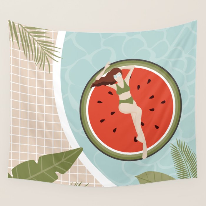 Tropical Watermelon Float Wall Tapestry Gallery Image 1