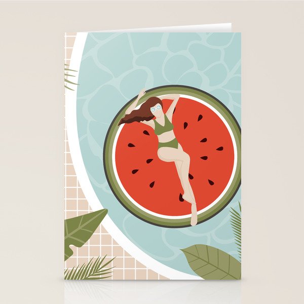 Tropical Watermelon Float Stationery Card Gallery Image 1