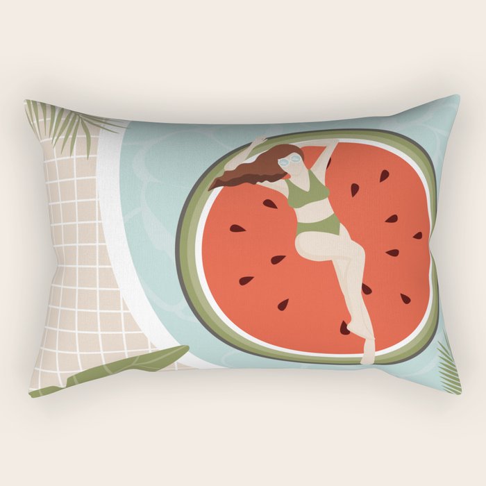 Tropical Watermelon Float Rectangular Pillow Gallery Image 1