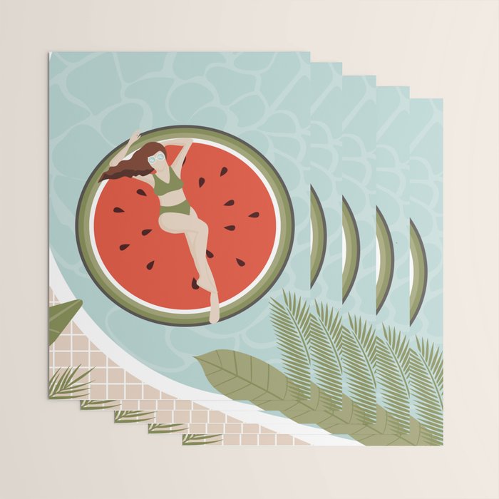 Tropical Watermelon Float Wrapping Paper Gallery Image 3