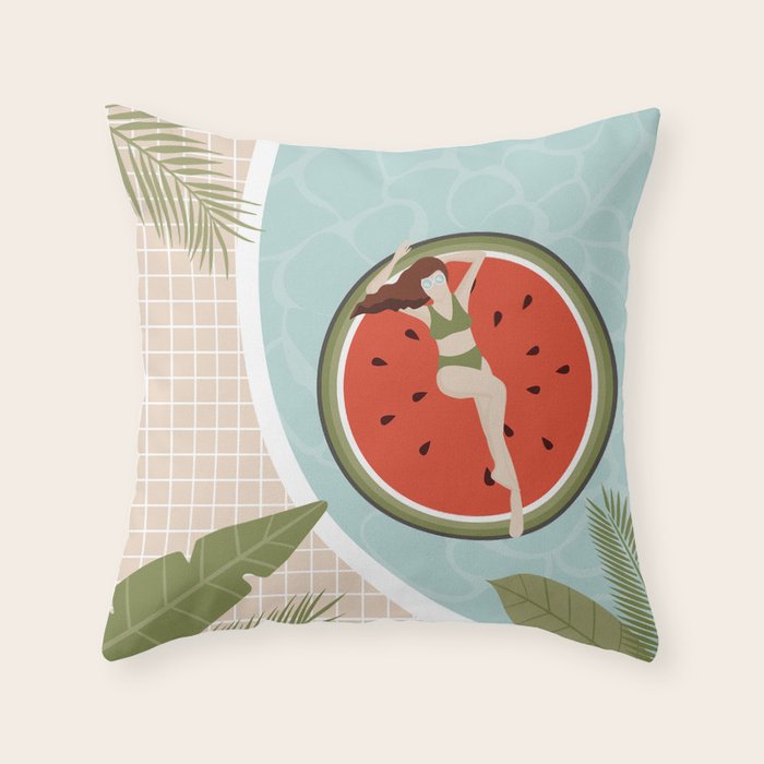 Tropical Watermelon Float Throw Pillow Gallery Image 6