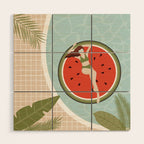 Tropical Watermelon Float Wood Wall Art Gallery Image 1