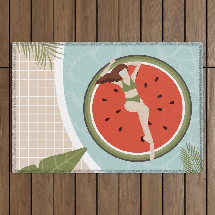 Tropical Watermelon Float Outdoor Rug Gallery Image 1